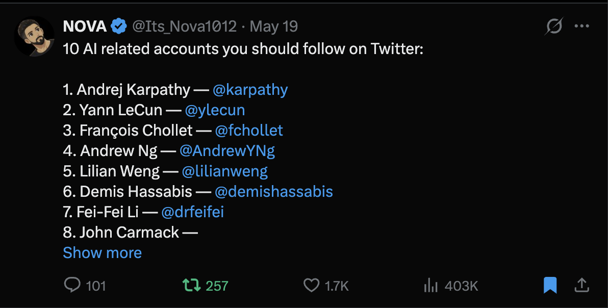 Tweet — 403K views