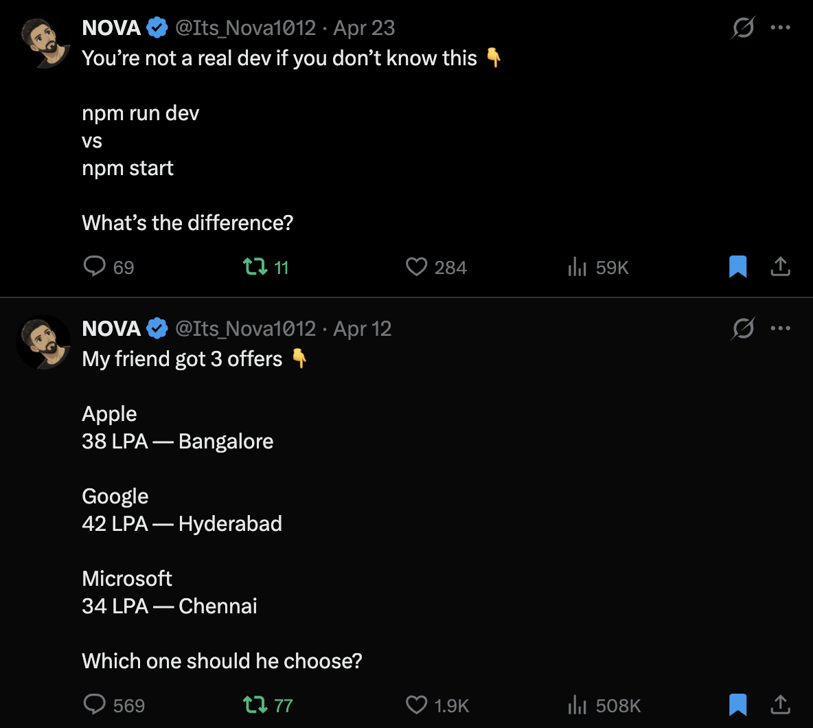 Tweet — 508K views